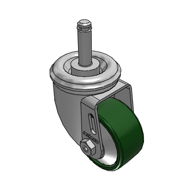 2 Series Casters Grip Ring Stem Caster with 2.5 x 1.25 Cast Iron Wheel