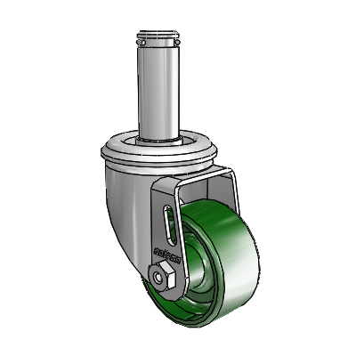 2 Series Grip Ring Stem Zinc Swivel Caster Caster with 2.5 x 1.25 Green Cast Iron Wheel
