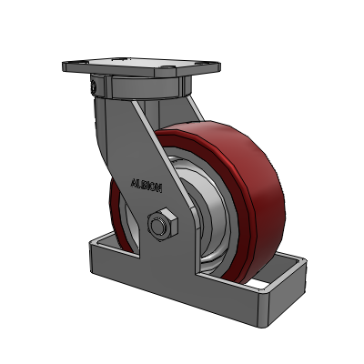 410 Series Top Plate Swivel Caster with 8 x 3 Maroon Tread on Aluminum Core AK - Crown Polyurethane (Aluminum Core) wheel