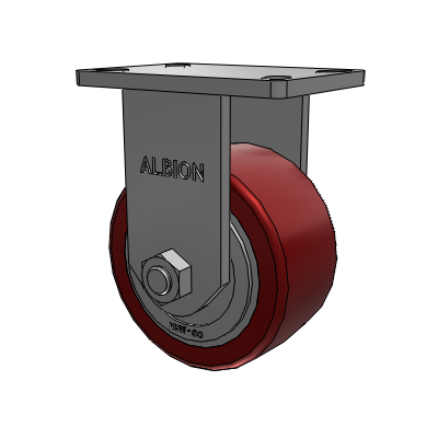 410 Series Top Plate Rigid Caster with 6 x 3 Maroon Tread on Aluminum Core AK - Crown Polyurethane (Aluminum Core) wheel