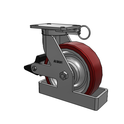 410 Series Top Plate Swivel Caster with 10 x 3 Maroon Tread on Aluminum Core AK - Crown Polyurethane (Aluminum Core) wheel and Poly Lock Brake (PLB)