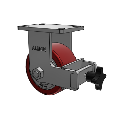 410 Series Top Plate Rigid Caster with 6 x 3 Maroon Tread on Aluminum Core AK - Crown Polyurethane (Aluminum Core) wheel and Face Brake (F)