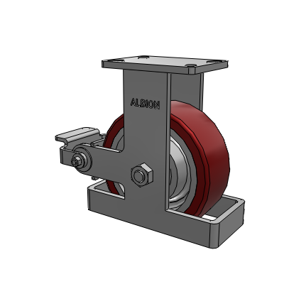410 Series Top Plate Rigid Caster with 8 x 3 Maroon Tread on Aluminum Core AK - Crown Polyurethane (Aluminum Core) wheel and Poly Cam Brake (P)