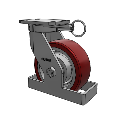 410 Series Top Plate Swivel Caster with 8 x 3 Maroon Tread on Aluminum Core AK - Crown Polyurethane (Aluminum Core) wheel