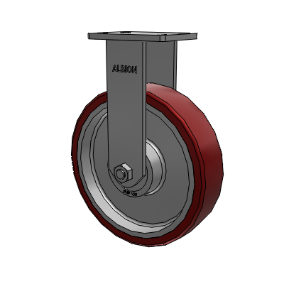 410 Series Top Plate Rigid Caster with 12 x 3 Maroon Tread on Aluminum Core AK - Crown Polyurethane (Aluminum Core) wheel