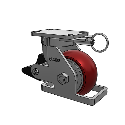 410 Series Top Plate Swivel Caster with 6 x 3 Maroon Tread on Aluminum Core AX - Round Polyurethane (Aluminum Core) wheel and Poly Lock Brake (PLB)