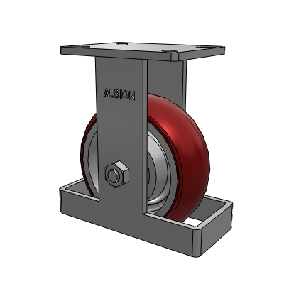 410 Series Top Plate Rigid Caster with 8 x 3 Maroon Tread on Aluminum Core AX - Round Polyurethane (Aluminum Core) wheel