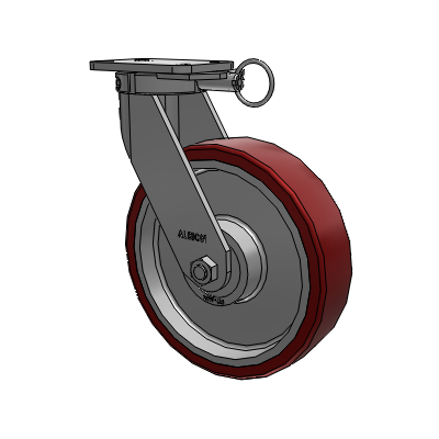 410 Series Top Plate Swivel Caster with 12 x 3 Maroon Tread on Aluminum Core AK - Crown Polyurethane (Aluminum Core) wheel