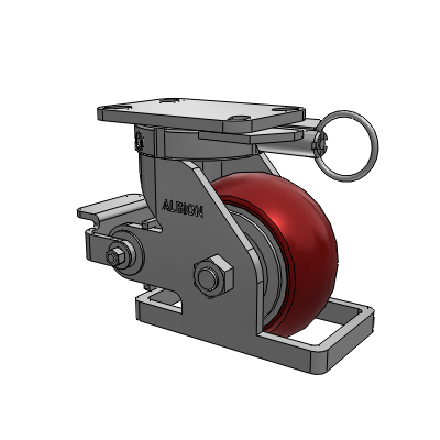 410 Series Top Plate Swivel Caster with 6 x 3 Maroon Tread on Aluminum Core AX - Round Polyurethane (Aluminum Core) wheel and Poly Cam Brake (P)
