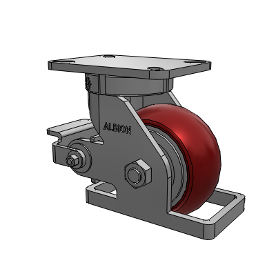 410 Series Top Plate Swivel Caster with 6 x 3 Maroon Tread on Aluminum Core AX - Round Polyurethane (Aluminum Core) wheel and Poly Cam Brake (P)