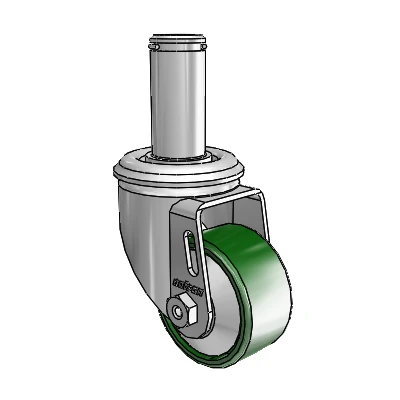 2 Series Grip Ring Stem Zinc Swivel Caster Caster with 2.5 x 1.25 Green Cast Iron Wheel