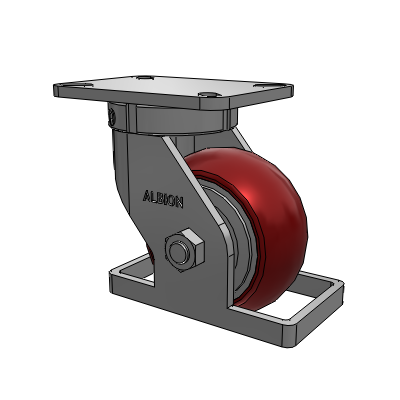 410 Series Top Plate Swivel Caster with 6 x 3 Maroon Tread on Aluminum Core AX - Round Polyurethane (Aluminum Core) wheel