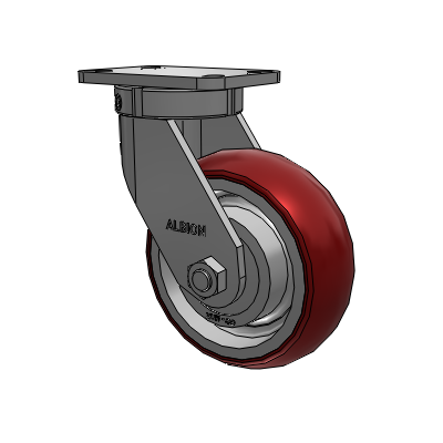 410 Series Top Plate Swivel Caster with 8 x 3 Maroon Tread on Aluminum Core AX - Round Polyurethane (Aluminum Core) wheel