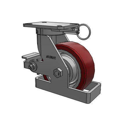 410 Series Top Plate Swivel Caster with 8 x 3 Maroon Tread on Aluminum Core AK - Crown Polyurethane (Aluminum Core) wheel and Poly Cam Brake (P)