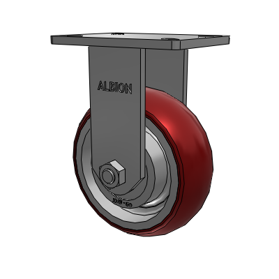410 Series Top Plate Rigid Caster with 8 x 3 Maroon Tread on Aluminum Core AX - Round Polyurethane (Aluminum Core) wheel