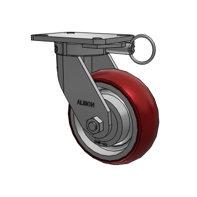 Roulette pivotante à plaque supérieure de la série 410 avec bande de roulement marron 8 x 3 sur noyau en aluminium AX - Roue ronde en polyuréthane (noyau en aluminium)