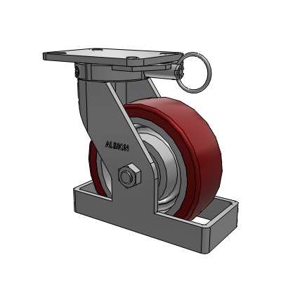 410 Series Top Plate Swivel Caster with 8 x 3 Maroon Tread on Aluminum Core AK - Crown Polyurethane (Aluminum Core) wheel