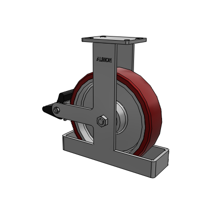410 Series Top Plate Rigid Caster with 12 x 3 Maroon Tread on Aluminum Core AK - Crown Polyurethane (Aluminum Core) wheel and Poly Lock Brake (PLB)