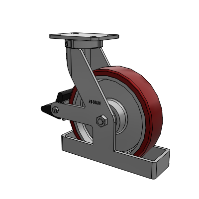 410 Series Top Plate Swivel Caster with 12 x 3 Maroon Tread on Aluminum Core AK - Crown Polyurethane (Aluminum Core) wheel and Poly Lock Brake (PLB)