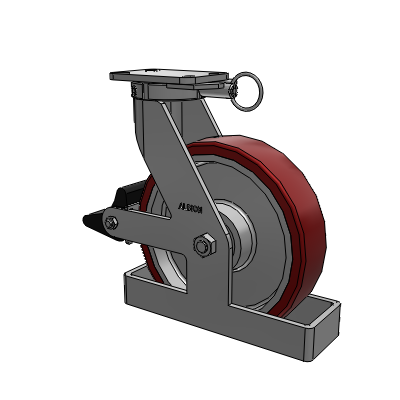 410 Series Top Plate Swivel Caster with 12 x 3 Maroon Tread on Aluminum Core AK - Crown Polyurethane (Aluminum Core) wheel and Poly Lock Brake (PLB)