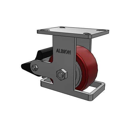 410 Series Top Plate Rigid Caster with 6 x 3 Maroon Tread on Aluminum Core AK - Crown Polyurethane (Aluminum Core) wheel and Poly Lock Brake (PLB)