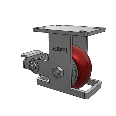 410 Series Top Plate Rigid Caster with 6 x 3 Maroon Tread on Aluminum Core AX - Round Polyurethane (Aluminum Core) wheel and Poly Cam Brake (P)