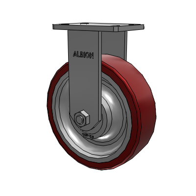 410 Series Top Plate Rigid Caster with 10 x 3 Maroon Tread on Aluminum Core AK - Crown Polyurethane (Aluminum Core) wheel