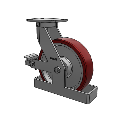 410 Series Top Plate Swivel Caster with 12 x 3 Maroon Tread on Aluminum Core AK - Crown Polyurethane (Aluminum Core) wheel and Poly Cam Brake (P)