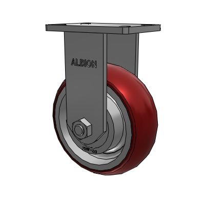 410 Series Top Plate Rigid Caster with 8 x 3 Maroon Tread on Aluminum Core AX - Round Polyurethane (Aluminum Core) wheel