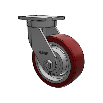 410 Series Top Plate Swivel Caster with 8 x 3 Maroon Tread on Aluminum Core AK - Crown Polyurethane (Aluminum Core) wheel