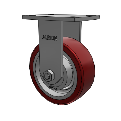 Roulette rigide à plaque supérieure de la série 410, avec bande de roulement marron 8 x 3 sur noyau en aluminium AK - Roue Crown en polyuréthane (noyau en aluminium)