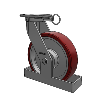 410 Series Top Plate Swivel Caster with 12 x 3 Maroon Tread on Aluminum Core AK - Crown Polyurethane (Aluminum Core) wheel
