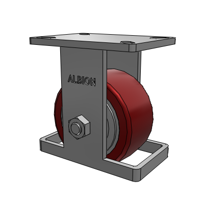 410 Series Top Plate Rigid Caster with 6 x 3 Maroon Tread on Aluminum Core AK - Crown Polyurethane (Aluminum Core) wheel
