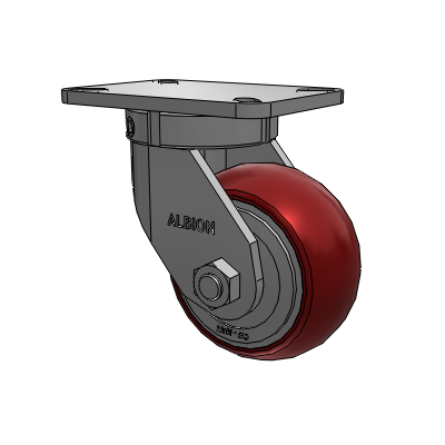 410 Series Top Plate Swivel Caster with 6 x 3 Maroon Tread on Aluminum Core AX - Round Polyurethane (Aluminum Core) wheel