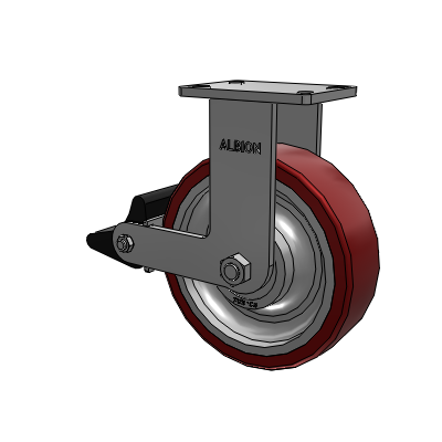 410 Series Top Plate Rigid Caster with 10 x 3 Maroon Tread on Aluminum Core AK - Crown Polyurethane (Aluminum Core) wheel and Poly Lock Brake (PLB)