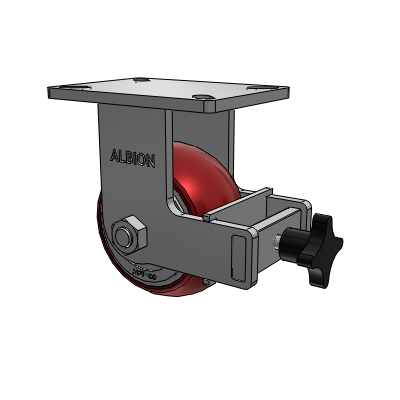 410 Series Top Plate Rigid Caster with 6 x 3 Maroon Tread on Aluminum Core AX - Round Polyurethane (Aluminum Core) wheel and Face Brake (F)