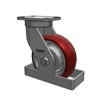410 Series Top Plate Swivel Caster with 8 x 3 Maroon Tread on Aluminum Core AX - Round Polyurethane (Aluminum Core) wheel