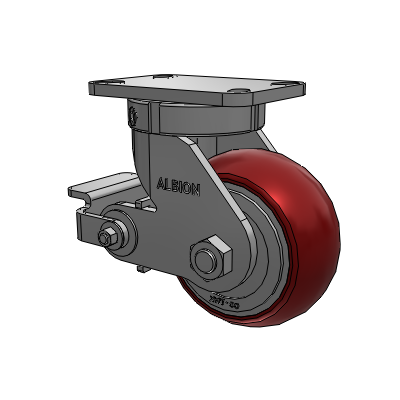 410 Series Top Plate Swivel Caster with 6 x 3 Maroon Tread on Aluminum Core AX - Round Polyurethane (Aluminum Core) wheel and Poly Cam Brake (P)