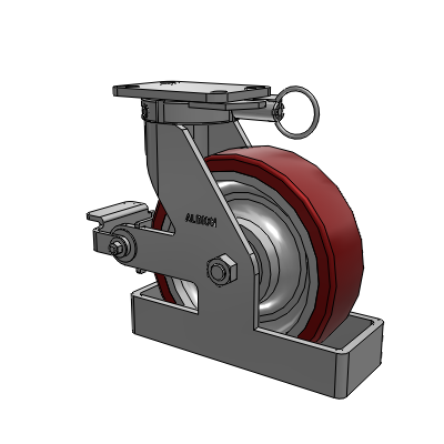 410 Series Top Plate Swivel Caster with 10 x 3 Maroon Tread on Aluminum Core AK - Crown Polyurethane (Aluminum Core) wheel and Poly Cam Brake (P)