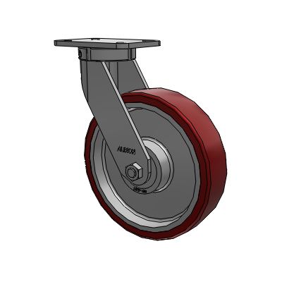 Roulette pivotante à plaque supérieure de la série 410, avec bande de roulement marron de 12 x 3 sur noyau en aluminium AK - Roue Crown en polyuréthane (noyau en aluminium)