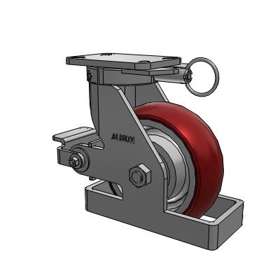410 Series Top Plate Swivel Caster with 8 x 3 Maroon Tread on Aluminum Core AX - Round Polyurethane (Aluminum Core) wheel and Poly Cam Brake (P)