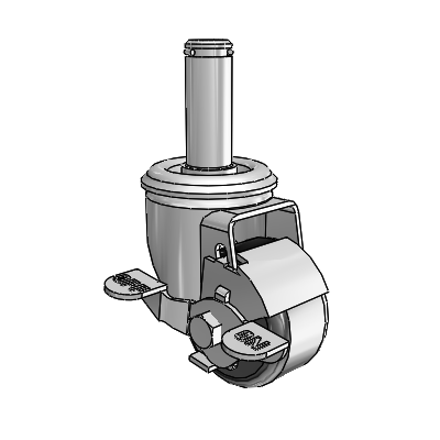 2 Series Grip Ring Stem Zinc Swivel Caster Caster with 2.5 x 1.4375 Black Phenolic Wheel and Top Lock Brake