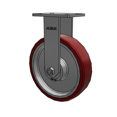 410 Series Top Plate Rigid Caster with 12 x 3 Maroon Tread on Aluminum Core AK - Crown Polyurethane (Aluminum Core) wheel