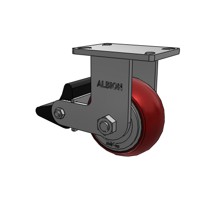 410 Series Top Plate Rigid Caster with 6 x 3 Maroon Tread on Aluminum Core AX - Round Polyurethane (Aluminum Core) wheel and Poly Lock Brake (PLB)