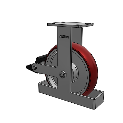 410 Series Top Plate Rigid Caster with 12 x 3 Maroon Tread on Aluminum Core AX - Round Polyurethane (Aluminum Core) wheel and Poly Lock Brake (PLB)