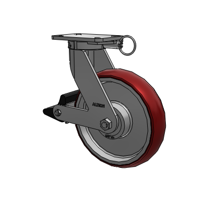 410 Series Top Plate Swivel Caster with 12 x 3 Maroon Tread on Aluminum Core AX - Round Polyurethane (Aluminum Core) wheel and Poly Lock Brake (PLB)