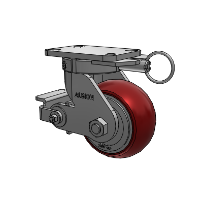 410 Series Top Plate Swivel Caster with 6 x 3 Maroon Tread on Aluminum Core AX - Round Polyurethane (Aluminum Core) wheel and Poly Cam Brake (P)