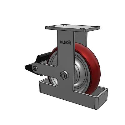 410 Series Top Plate Rigid Caster with 10 x 3 Maroon Tread on Aluminum Core AX - Round Polyurethane (Aluminum Core) wheel and Poly Lock Brake (PLB)