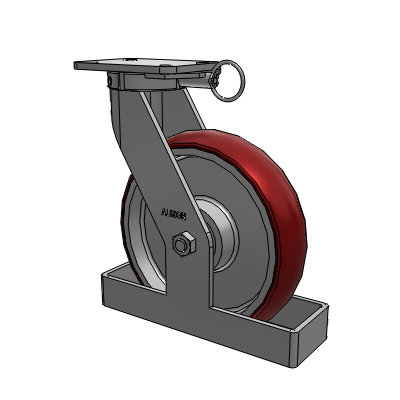 410 Series Top Plate Swivel Caster with 12 x 3 Maroon Tread on Aluminum Core AX - Round Polyurethane (Aluminum Core) wheel