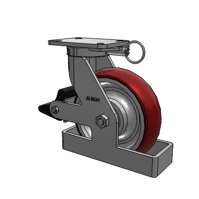 410 Series Top Plate Swivel Caster with 10 x 3 Maroon Tread on Aluminum Core AX - Round Polyurethane (Aluminum Core) wheel and Poly Lock Brake (PLB)